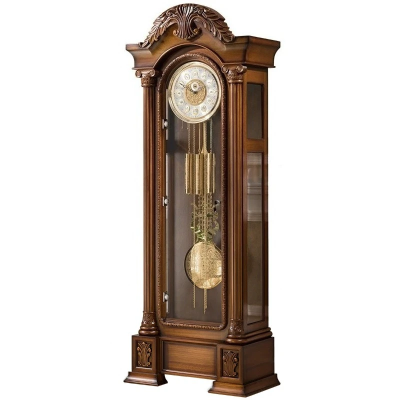 

Floor clock European living room clock German luxury atmospheric solid wood standing