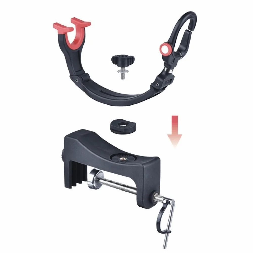 Red Handle Rotating Fishing Rod Holder Durable Design Stable Base Portable Fishing Rod Holder Lightweight ABS Fishing Rod Holder