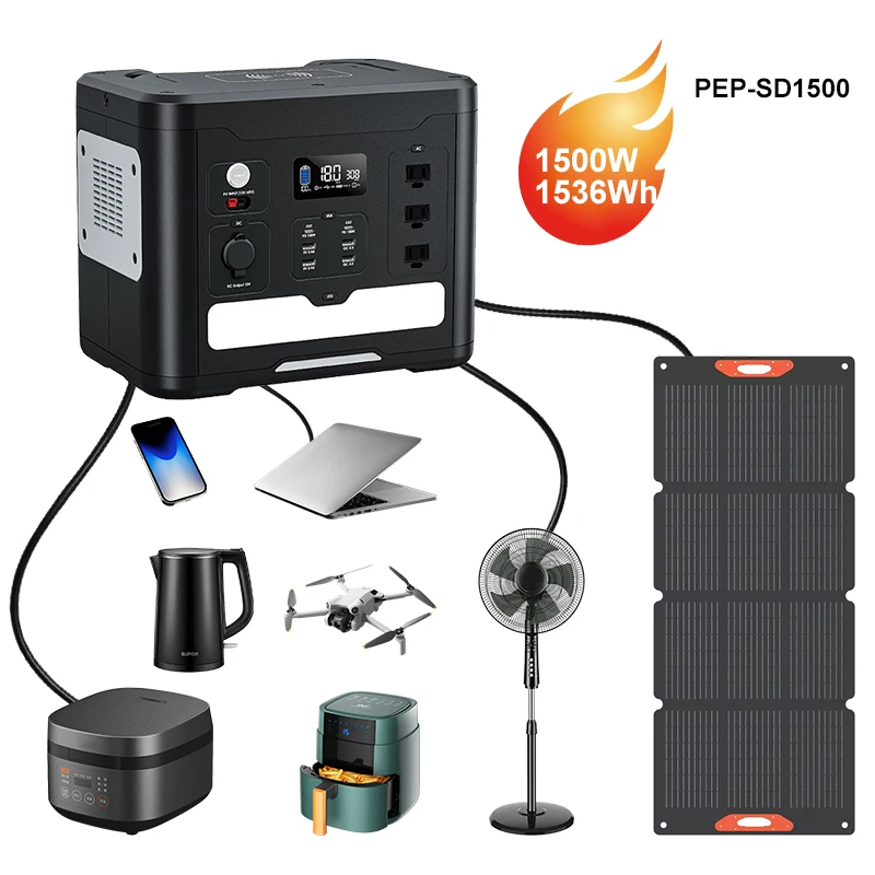 1500 watts mobile camping backup portable lithium iron phosphate battery charging and mobile power station solar  1536
