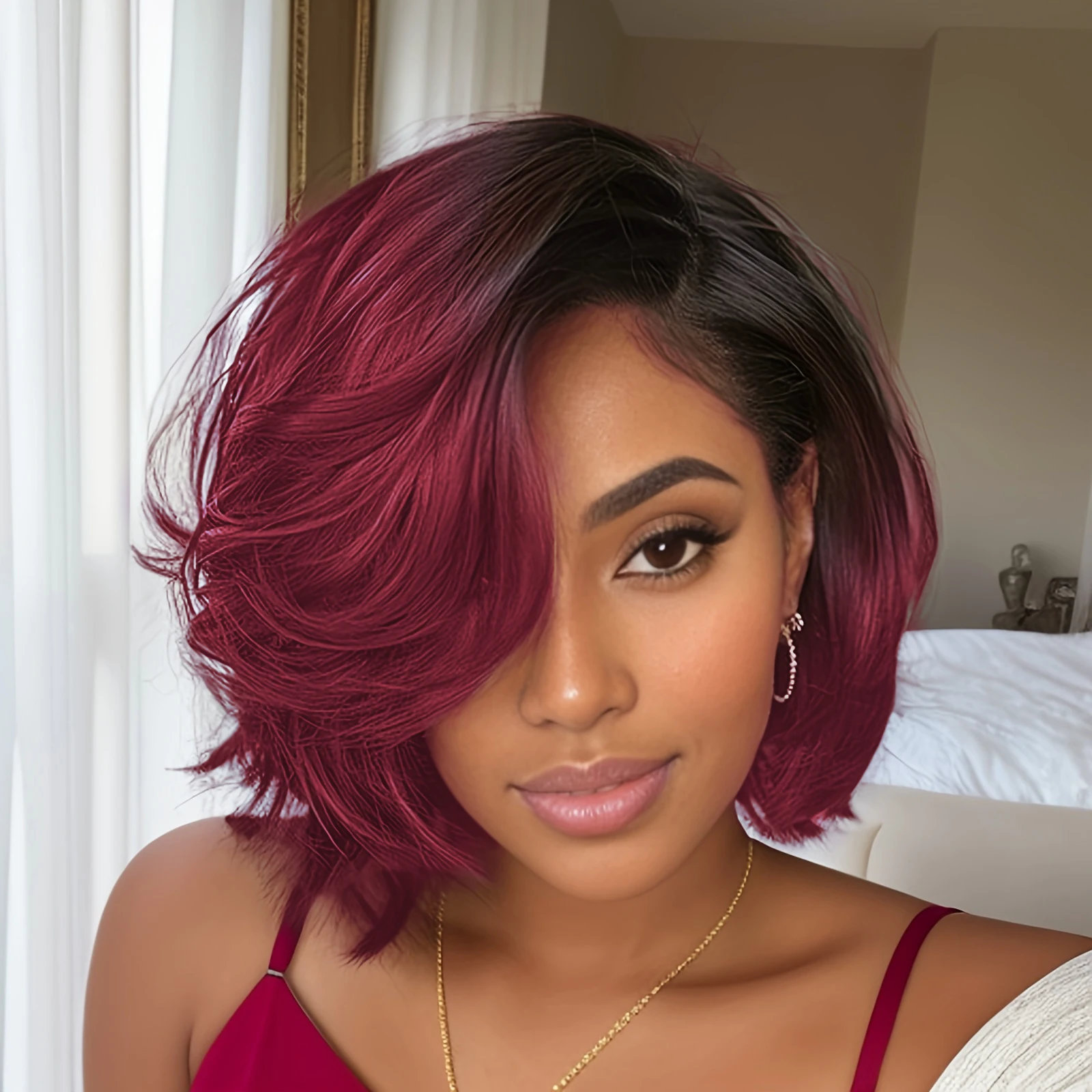 Human Hair Wigs For Women Straight Bob Wig 13x4 Lace Frontal Transparent Lace Natural Preplucked Pixie Cut Natural Color Brown 1