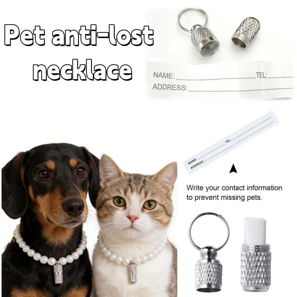Pet Name Address ID Tags Metal Storage Tube Anti Lost Hanging Collar Necklace Mini Capsule For Dog Cat Pet Collar Accessories