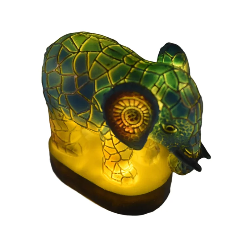 

A88E-2X Animal Table Lamp Dyed Resin Elephant Lamp Desktop Night Light Table Night Light,3D Stained Animal Night Light Lamp