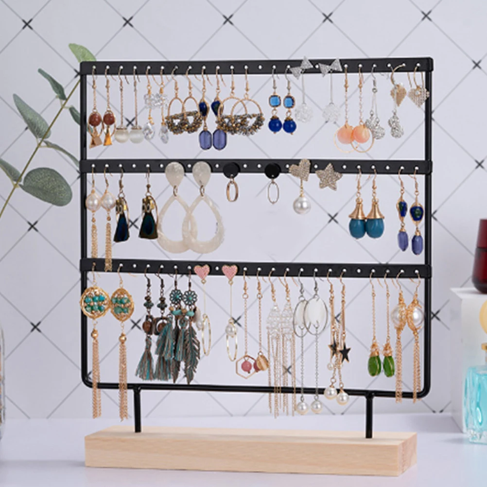 

3-Tier Hanging Earring Display Stand Jewelry Storage Holder For Necklaces Rings Bracelets Tabletop Organizer Rack