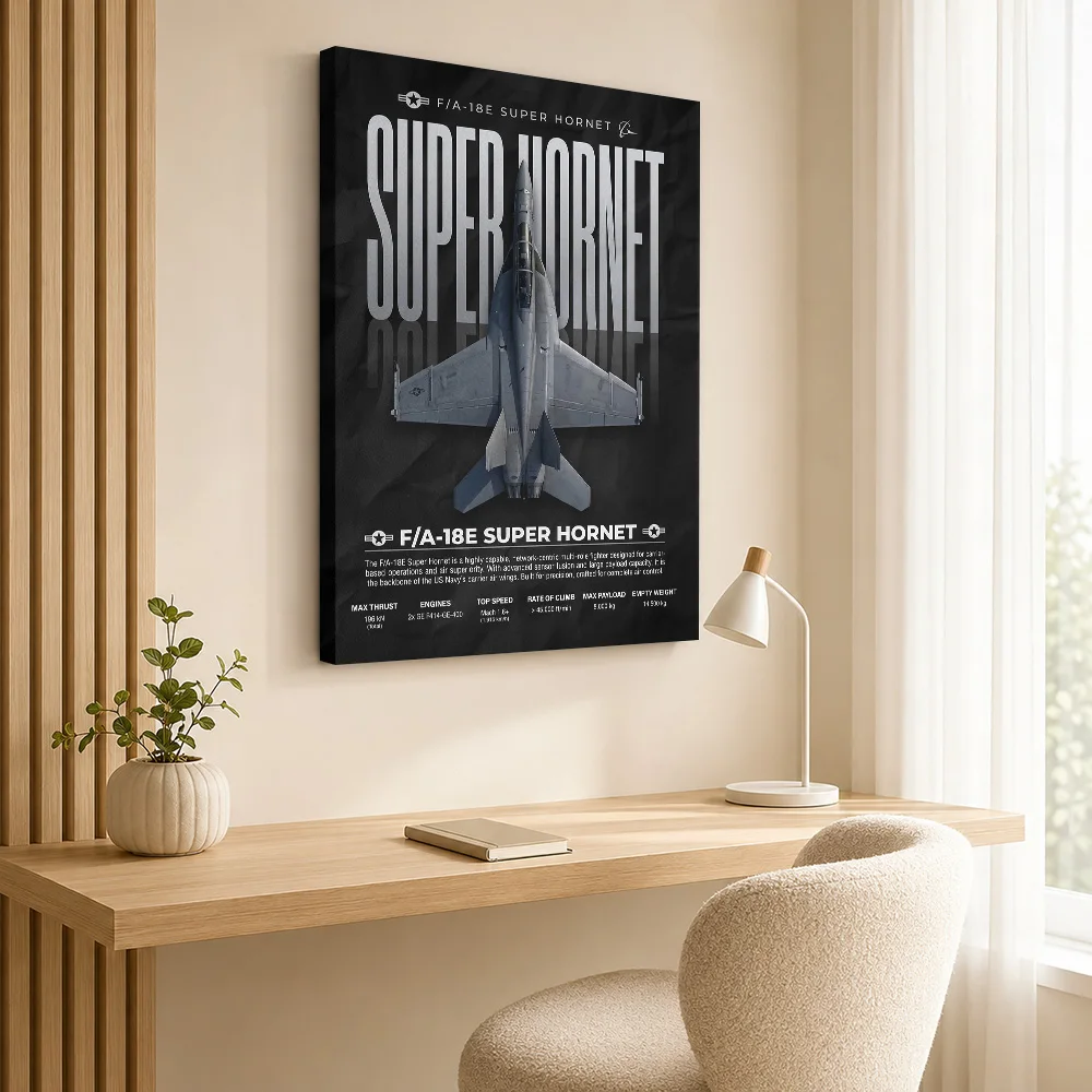 Fighter Jet F/A-18E Super Hornet Technical Canvas Print Poster Personalized Photo Modern Home Office Wall Paintings Decoration