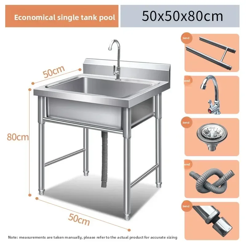 304 Stainless Steel Sink Single Double Triple Bowl Kitchen Washroom Dish Drain Sanitation Sink Kitchen Sink Commercial Grade