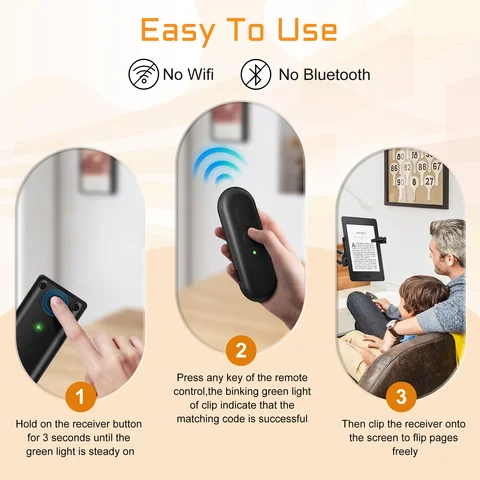 RF-fjärrkontroll Sidvändare för Kindle Paperwhite Kobo e-läsare Automatisk sidvändning för Kindle-surfplattor Sidvändare 6 best sales Kindle-fjärrkontrollen - №3