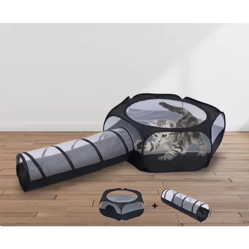 

Новый кошачий корпус со съемным туннелем, портативная клетка для маленьких домашних животных в помещении и на открытом воздухе