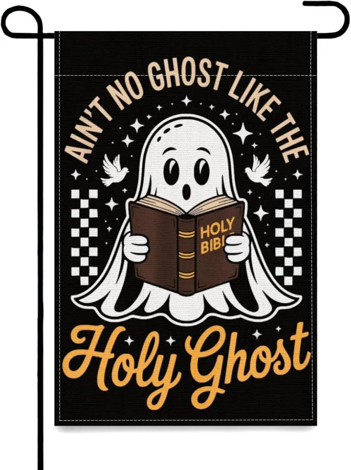 Ain't No Ghost Like The Holy Ghost Goose Christian Halloween Yard Flags,12x18 Inch Garden Flag Double Sided Banner Tapes uui