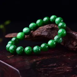 Braccialetto elastico di giada verde naturale uomo donna gioielli curativi genuino smeraldo giada perline di pietra perline braccialetto amuleto bracciali