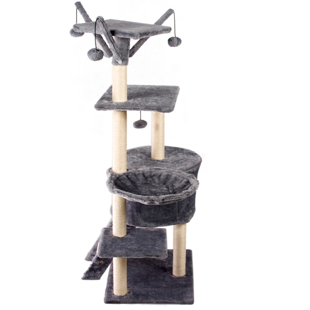 China Customized Design Plush Wooden Pet Condo Tower Supplier Furniture Factory Toys Cat Scratcher Tree House Tower