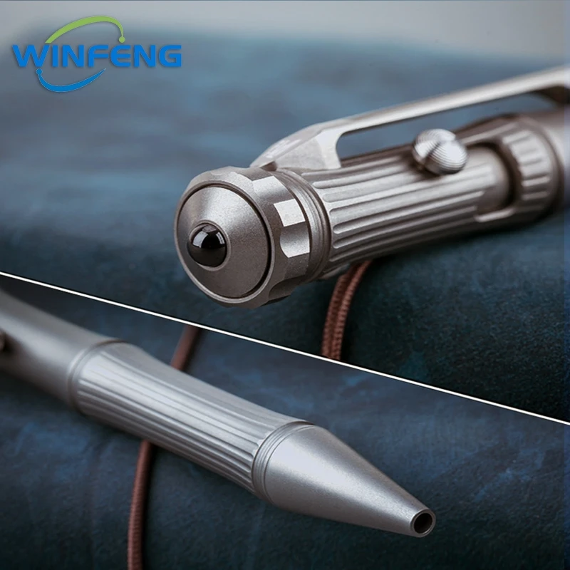 Multi-functional Titanium Tactical Bolt Action Pen Self-defense Glass Breaker Business Signature Ballpoint Pen with Turning Gyro