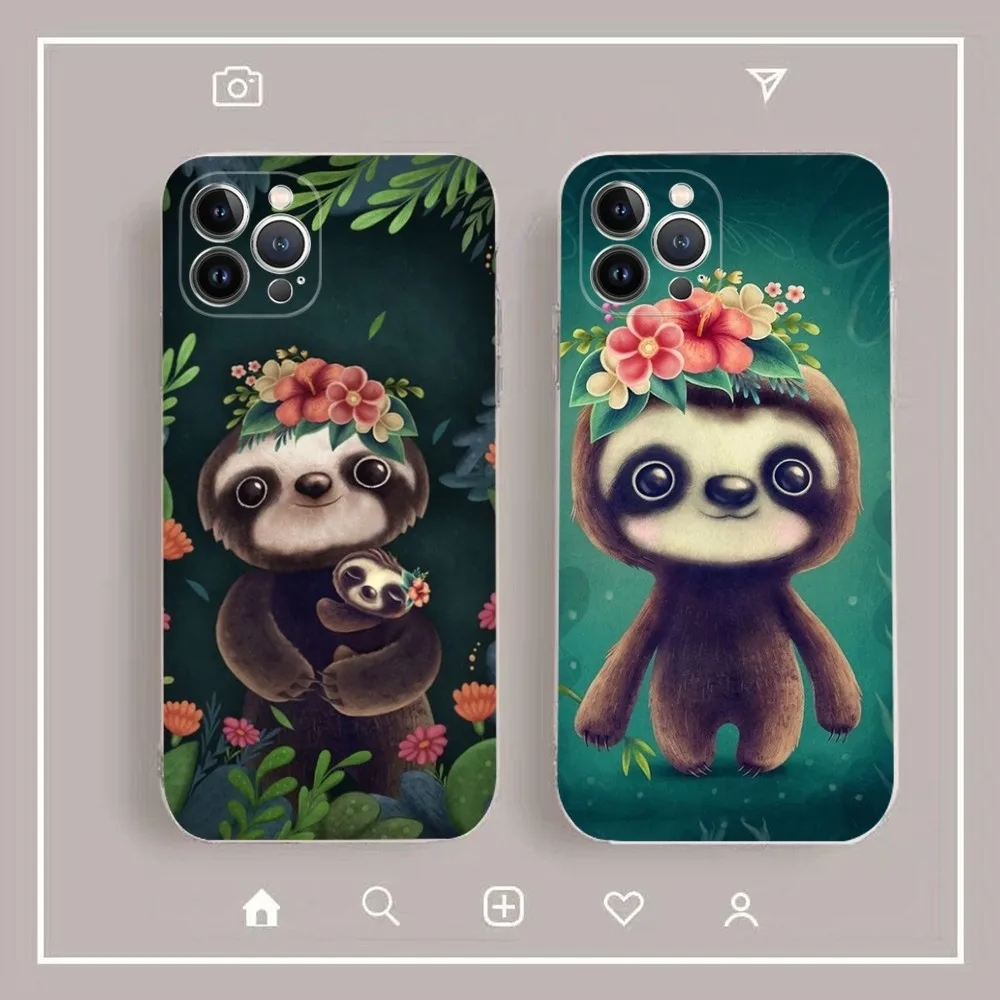 Cute Cartoon Sloth Animal Phone Case For IPhone 15 14 11 12 13 Mini Pro XS Max Cover 6 7 8 Plus X XR SE 2020 Funda Shell