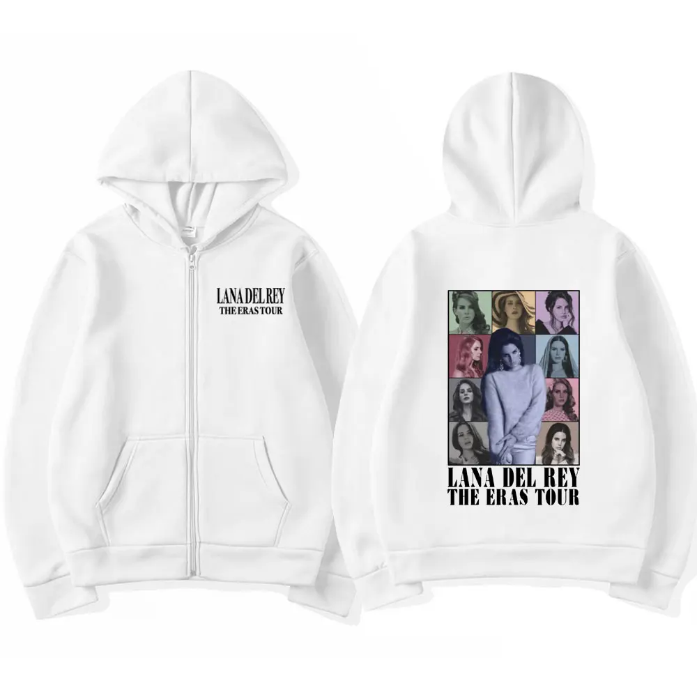 Hip Hop Singer Lana Del Rey The Eras Tour Zipper Hoodies Men Women\'s Harajuku Oversized Zip Up Pullovers Sweatshirts Streetwear