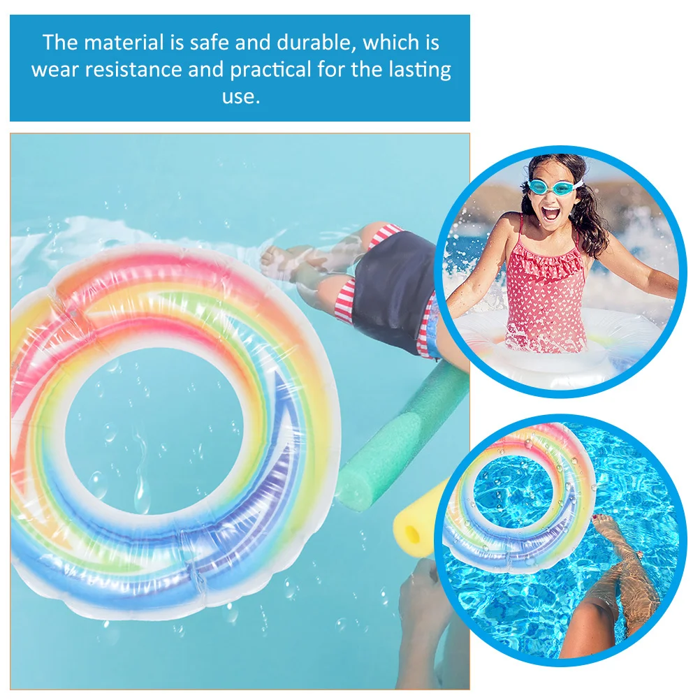 قوس قزح عوامة للسباحة نفخ حمام سباحة أنبوب للبالغين الصيف الشاطئ يطفو في الهواء الطلق المياه متعة الطرف المحمولة البلاستيكية #3