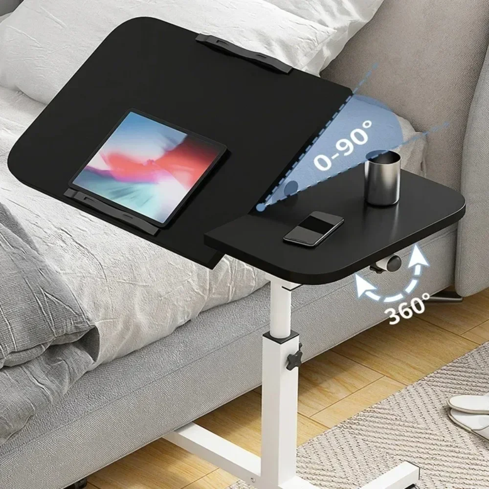 Lifting Mobile Computer Desk Foldable 360° Rotating Plate Double Anti-slip Strip Height Adjustable Space Saving Home Table Stand image 5