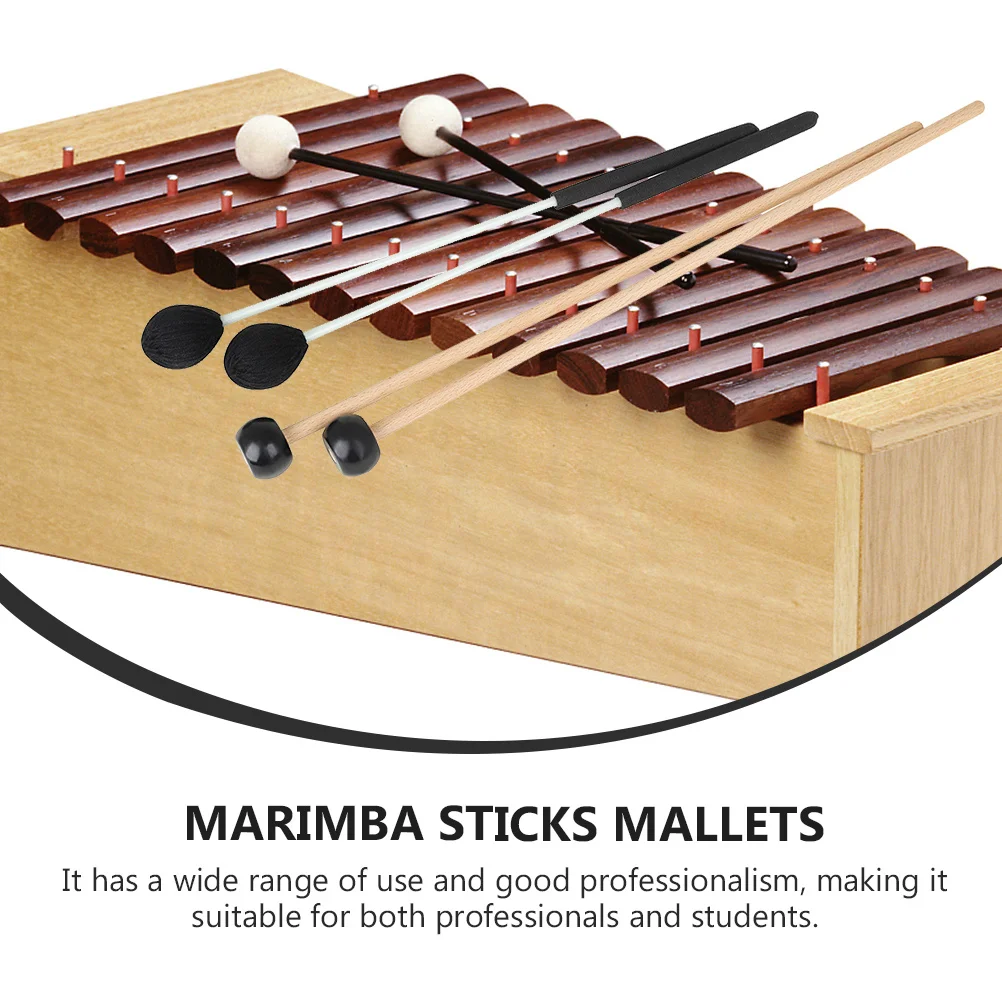 2 pares de instrumentos de percusión Timbales, accesorios de tambores, mazo Marimba, mazos de xilófono de goma, palillos de instrumentos