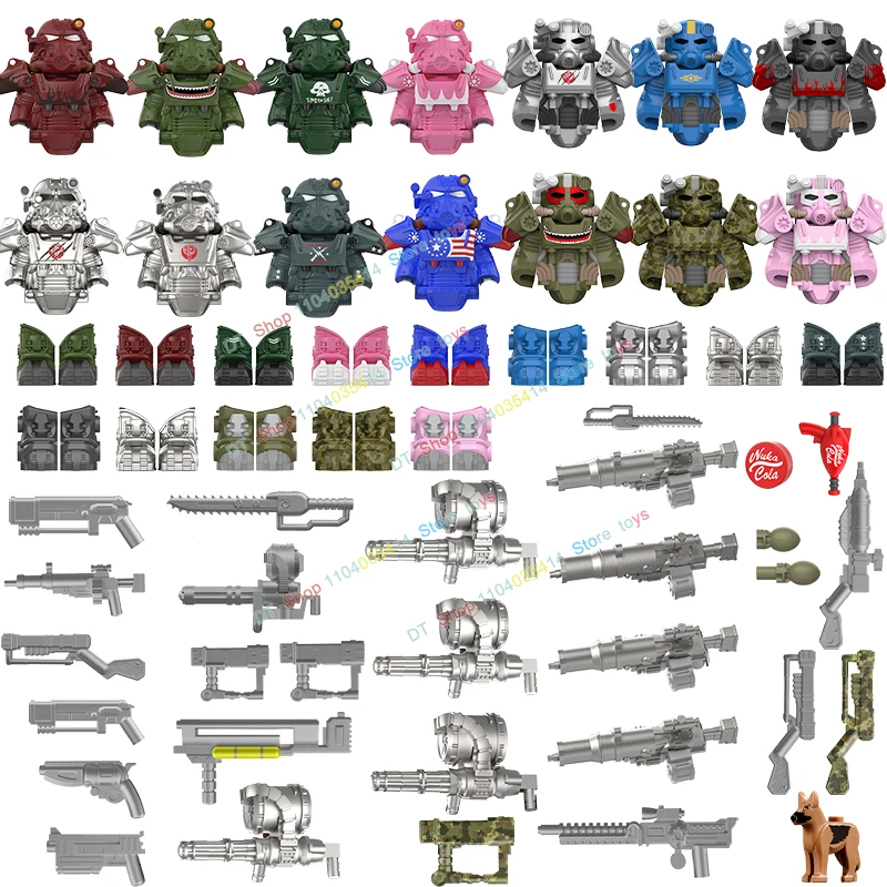 Bloques de construcción de la serie T60 Power Armor para niños, soldados del ejército, accesorios de figuras, modelo de máquina, juguetes para niños, MY701-710