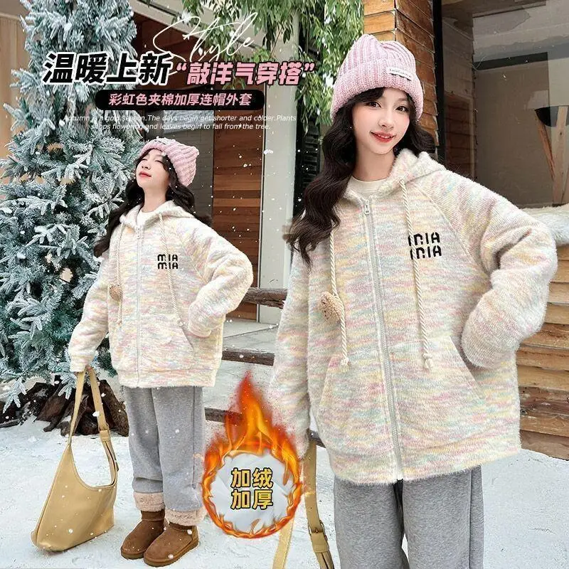 

Kawaii Casual Coat Tops Fashion Children S Clothing Hooded Sweatshirt For Girls Korean Style Thickened Casual Jacket For Kids
