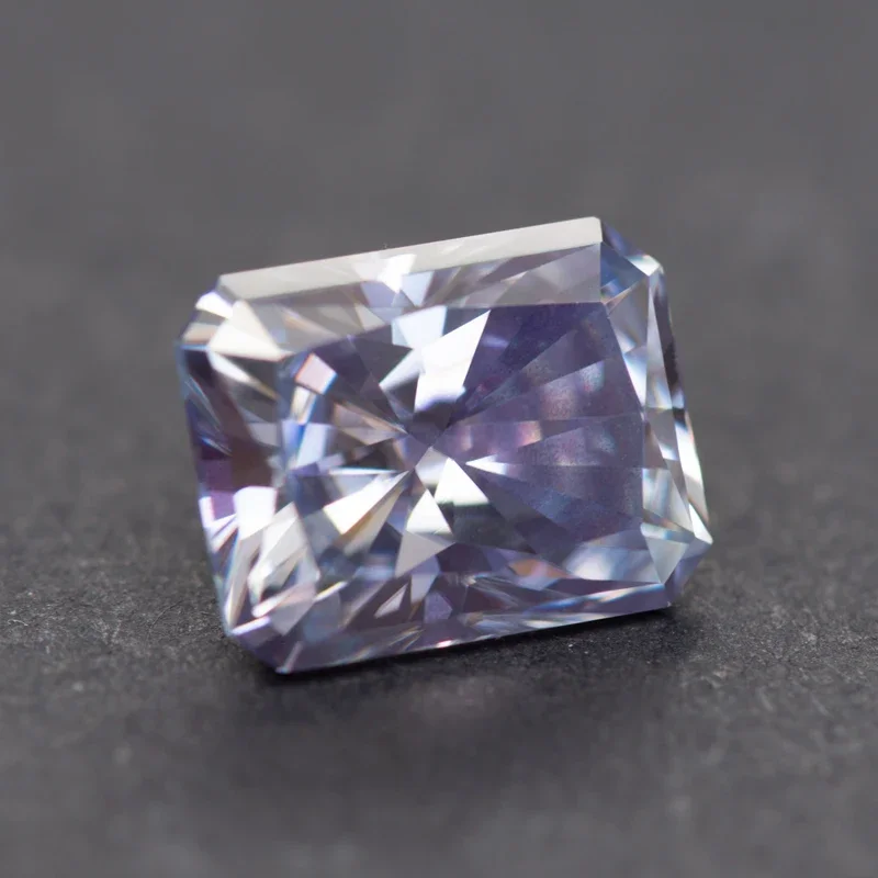 Moissanite หิน Radiant Cut สีลาเวนเดอร์สําหรับทําอัญมณี DIY แหวนสร้อยคอต่างหูวัสดุหลักที่มีใบรับรอง GRA