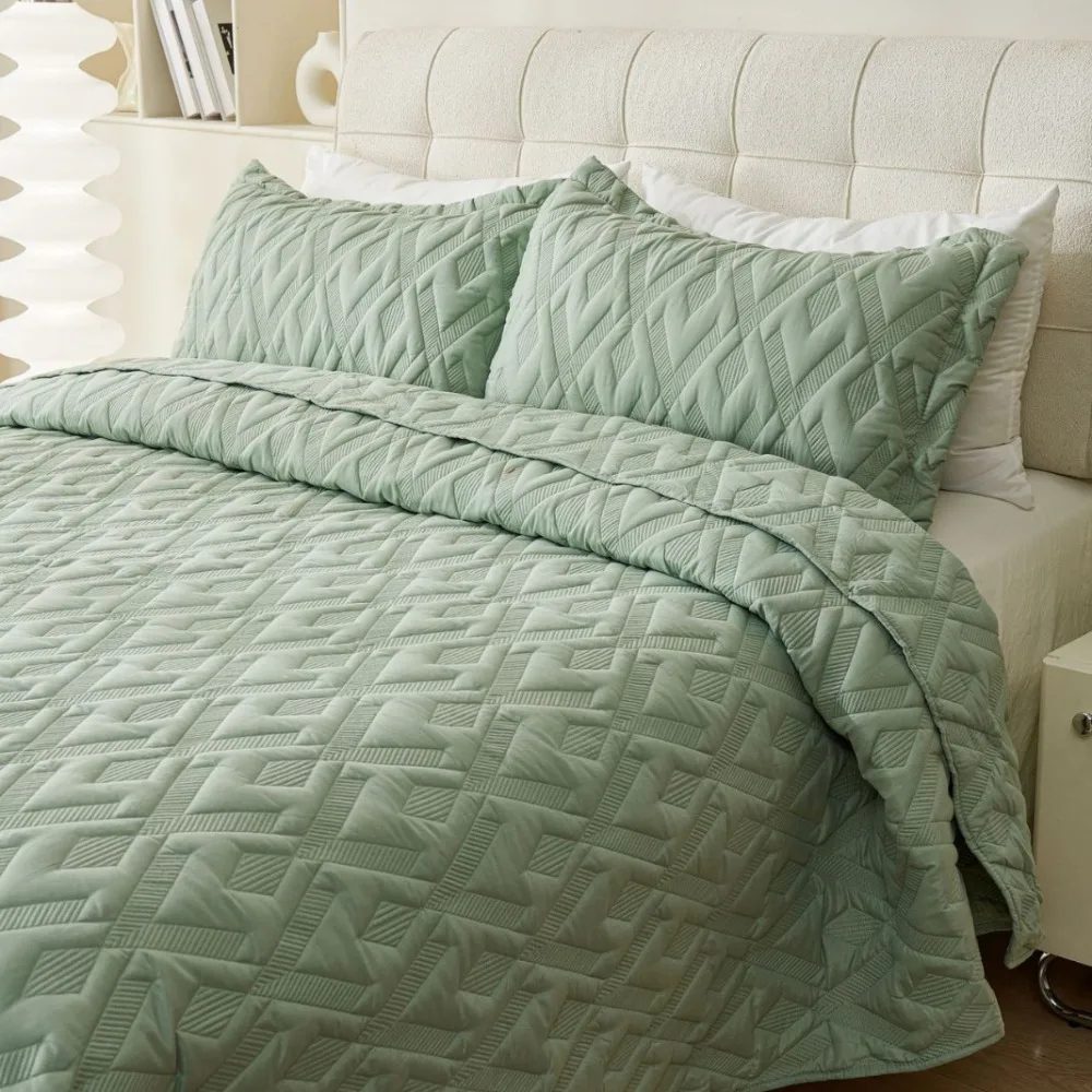 Pure Color Quilted Bedding Set Solid High End Bed Sheet Comforter Luxury Home Textile