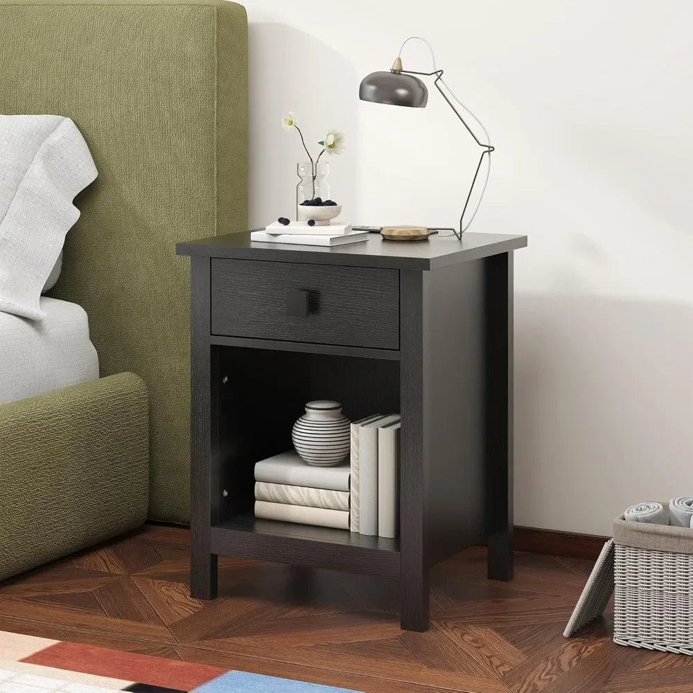 

LED End Tables, Nightstand W/Charging Station, End Table W/Wooden Drawers, Small Modern Bedside Tables for Bedroom Living Room