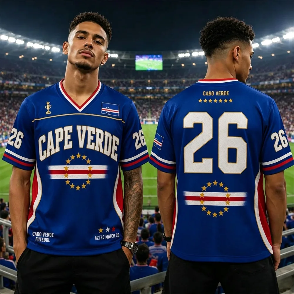 Cabo Verde Goalkeeper Football Jersey Soccer Shirt Top Loose Breathable Speed Drying Sportswear Top Men Women T-Shirt Summer