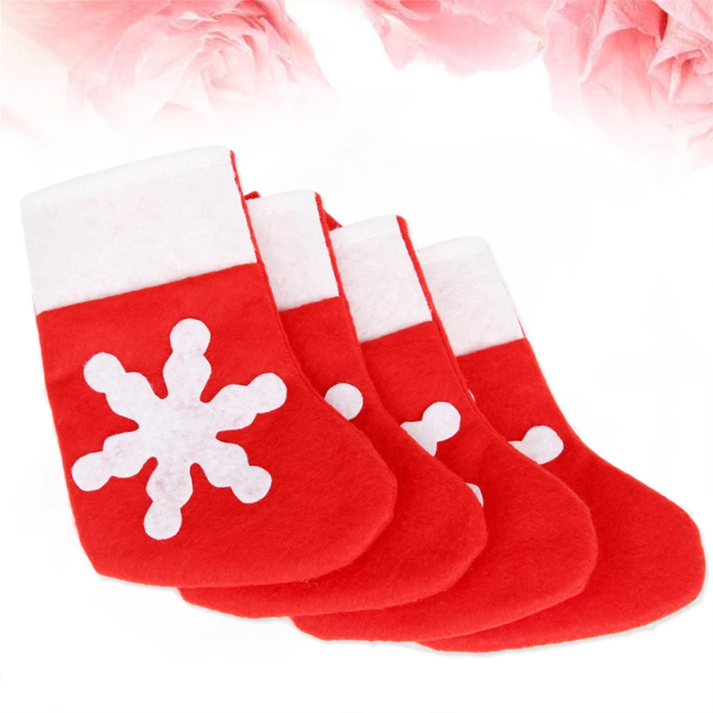 

6 Pcs Snowflake Cutlery Set Christmas Holder for Table Xmas Household Goods Tableware Hotel Supplies and Fork Bags Rack