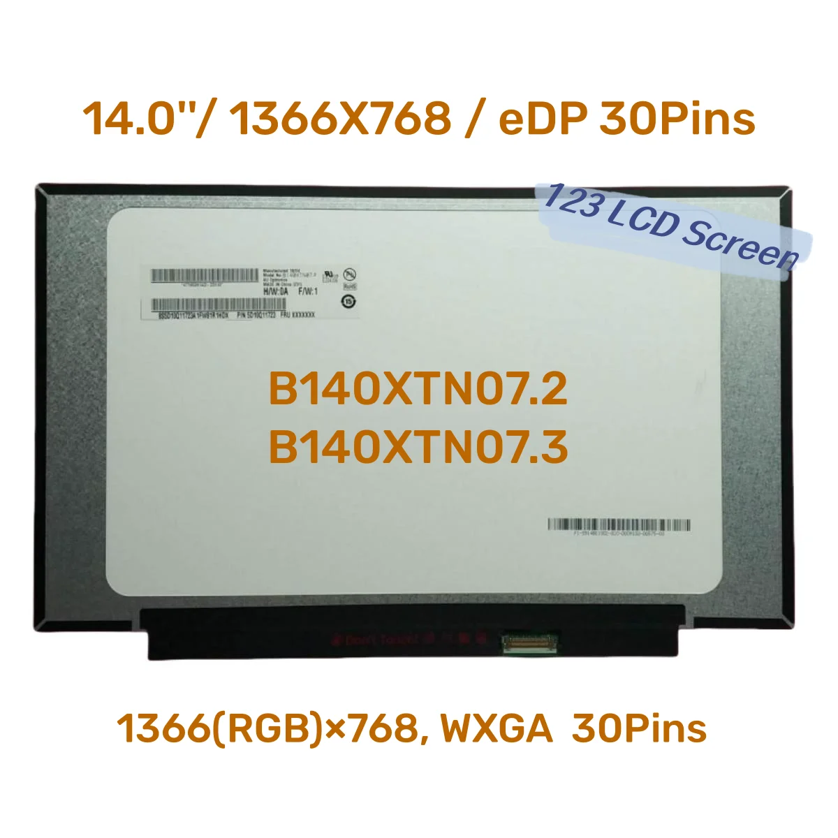 tela lcd led para laptop nova substituicao matriz de exibicao 30 pinos b140xtn072 b140xtn063 b140xtn07 140 em hd 1366x768 01