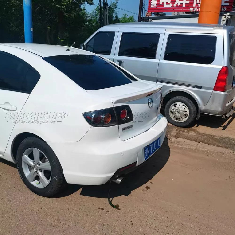 الجذع المفسد ل 2004-2009 مازدا 3 سيدان مصنع نمط ABS غير مصبوغ الأسود فلوش جبل الجذع التمهيد الشفاه المفسد الجناح سطح السفينة غطاء #3