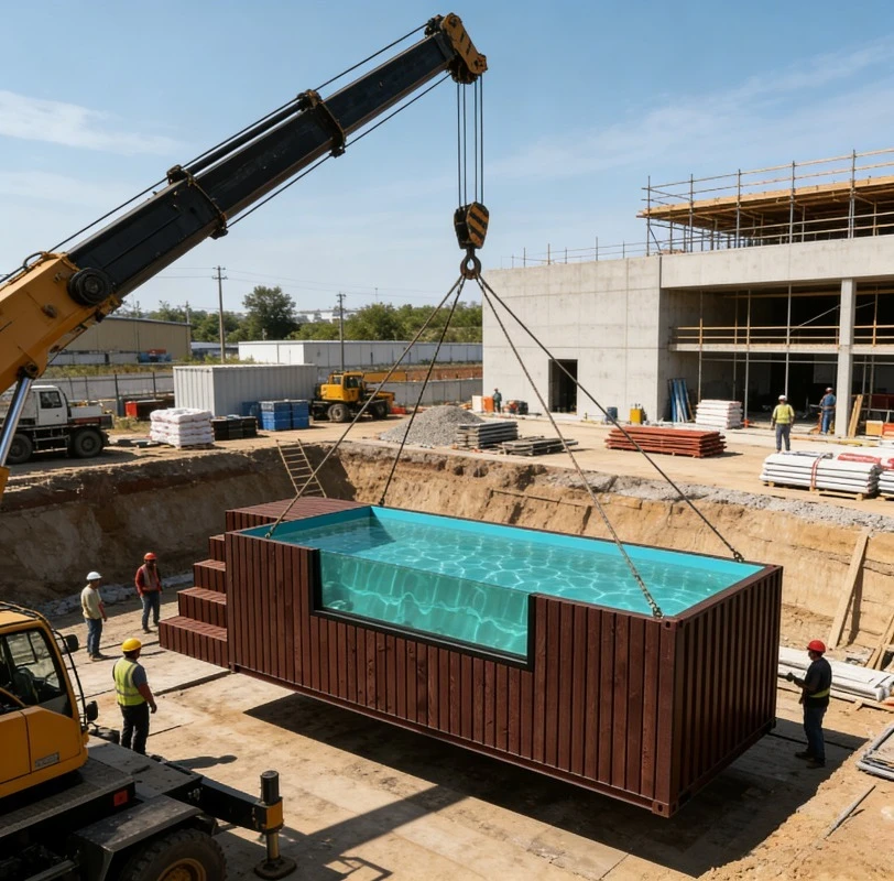 Piscina de Verano en Oferta, Piscina Rectangular Grande de 4m x 6m, Piscina Elevada Prefabricada de Fibra de Vidrio, Spa de 40 pies