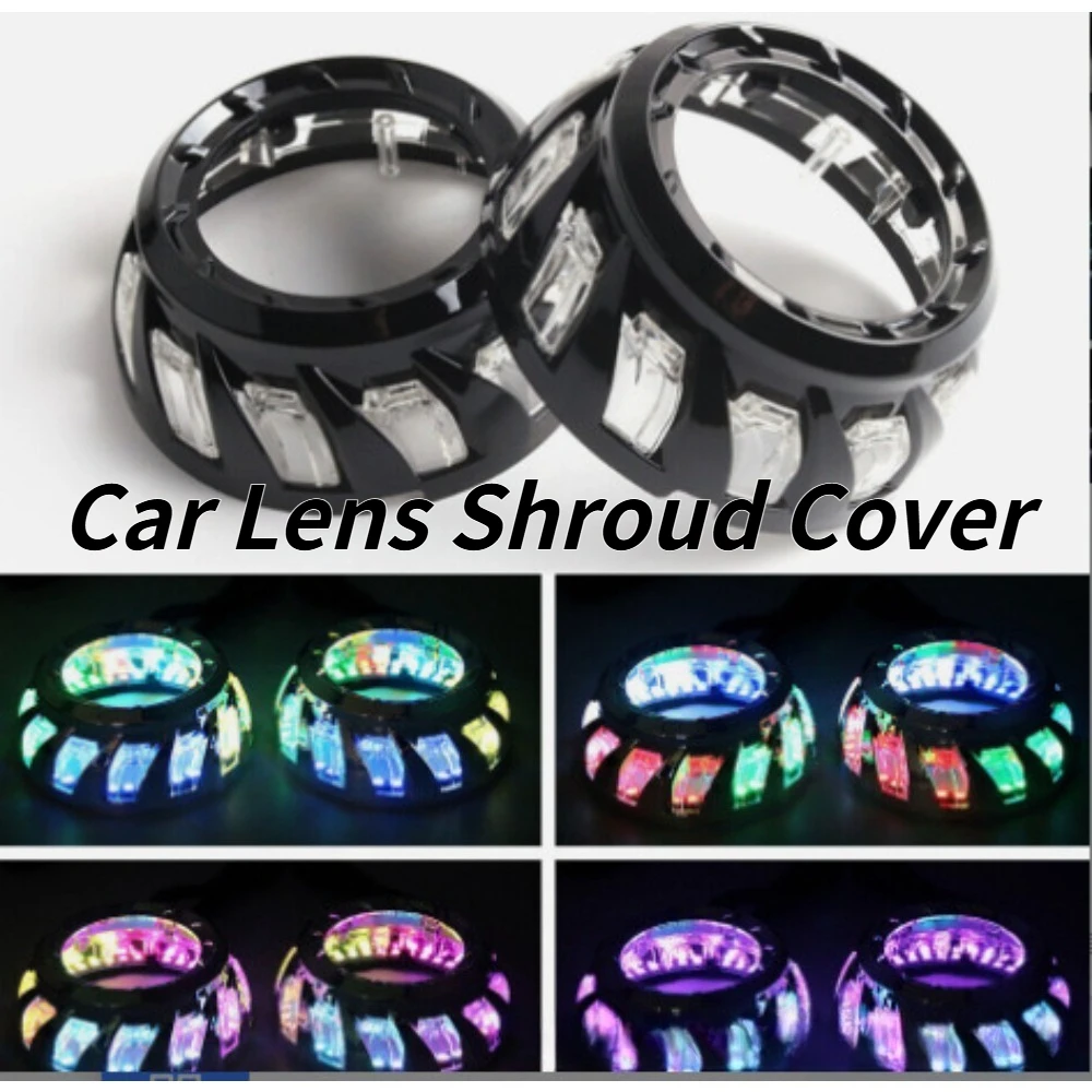 

For 3 Inch Car Lens LED Angel Eyes Halo Cover Single Dual RGB Multi-Color Spiral Integrated Decorative Light Shade Mask