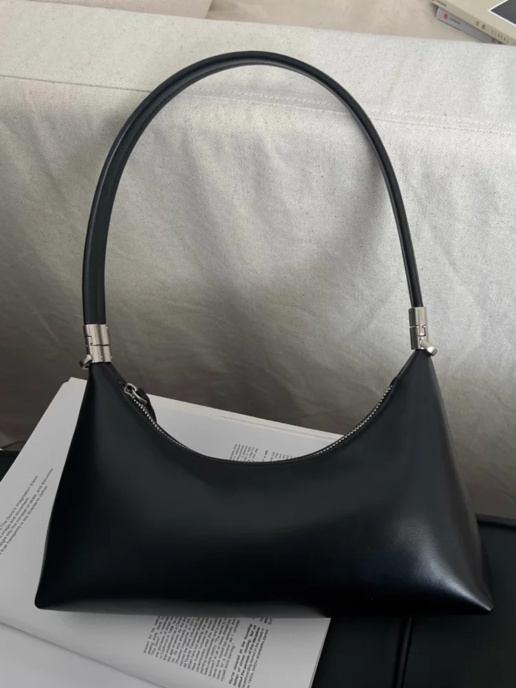 Fashion Elegant Underarm Bag Simple Retro Women Genuine Leather Tote Bag\\Handbag Real Leather Lady Shoulder Crossbody Bag