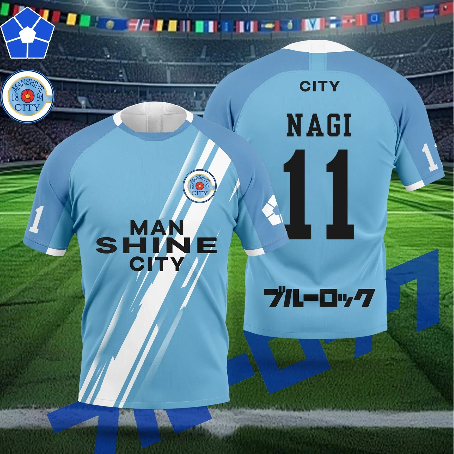 Custom Blue Lock Manshine City Cartoon Anime Jersey Summer Short Sleeve Children Tee Tops 2025 Women T-shirt