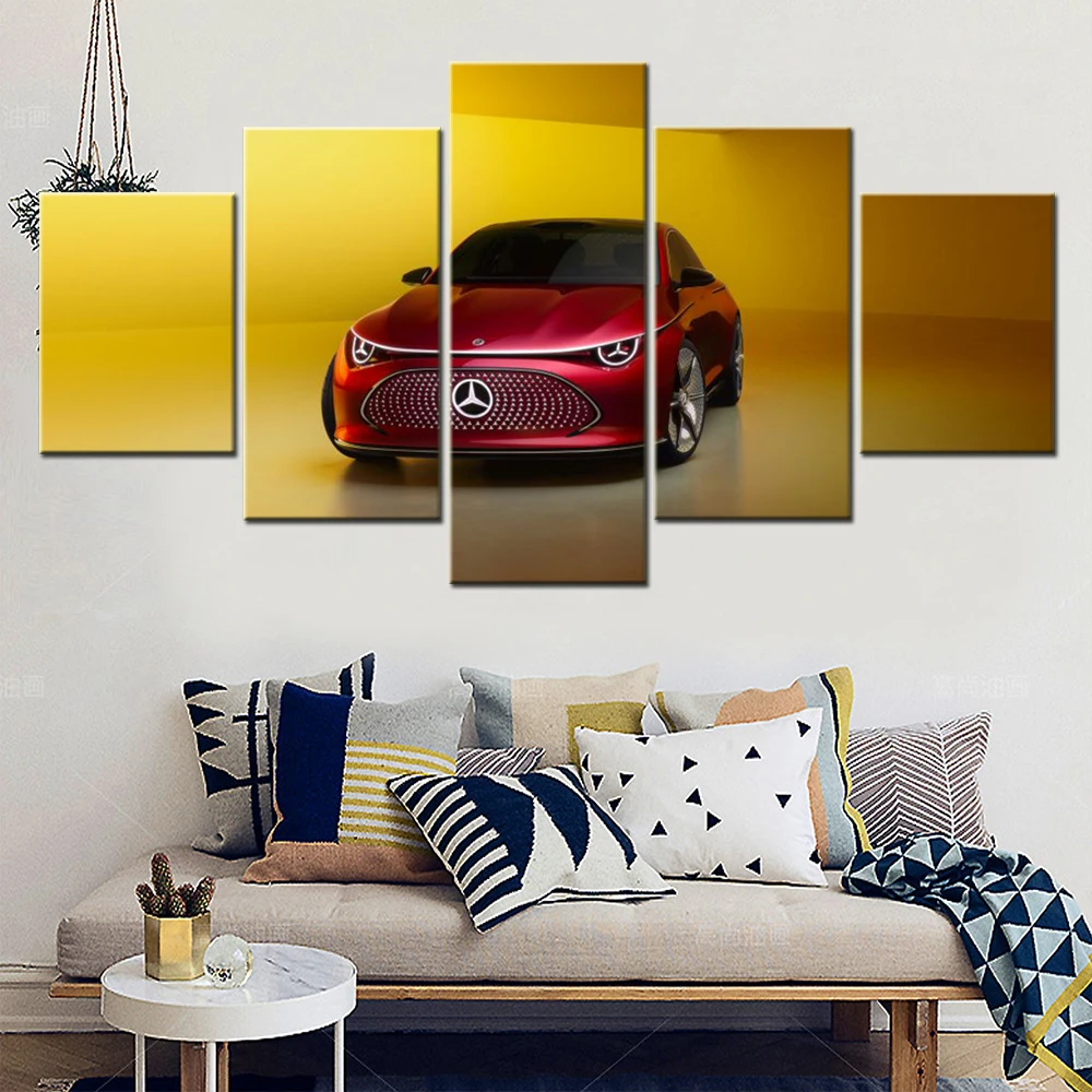 5 Pieces Vehicle Canvas Wall Arts Poster Painting Cars Concept CLA Class 2024 Performance Wallpaper Modern Interior Home Decor