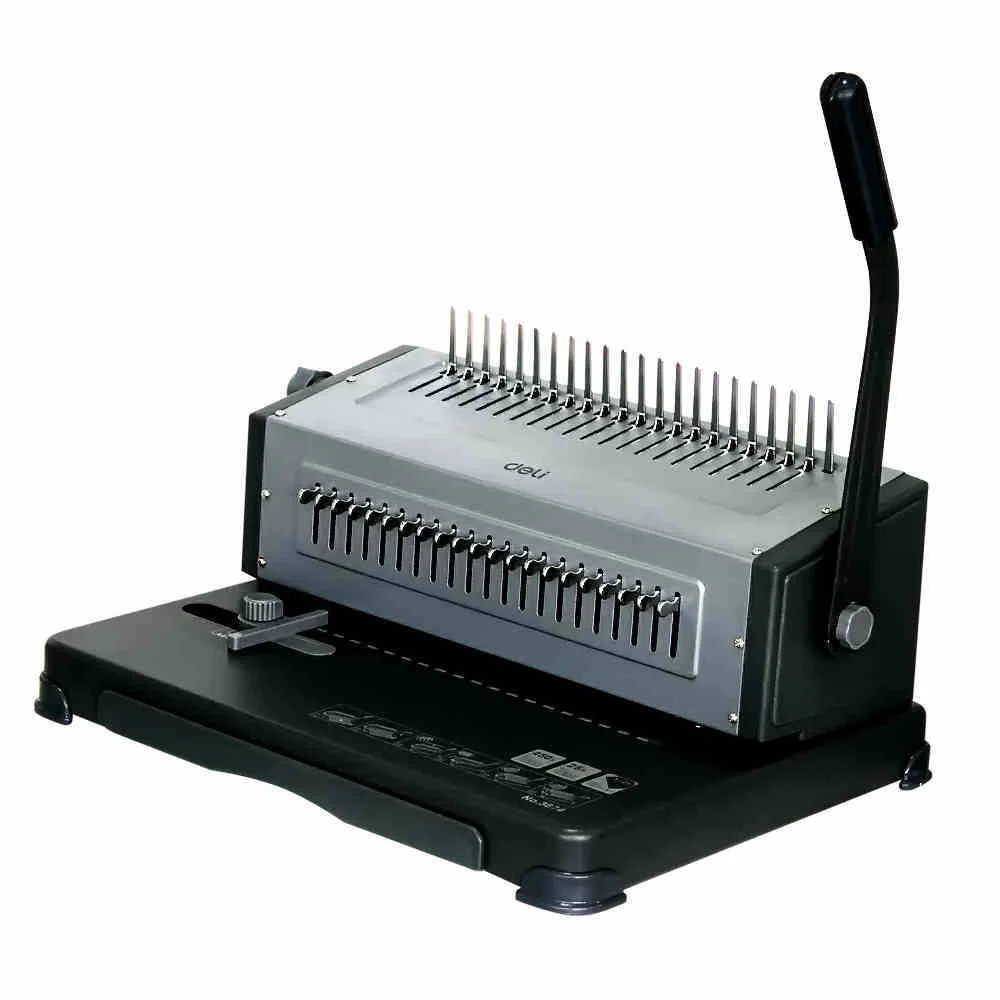 Deli 3874 Manual financial binding machine 450 sheets rubber ring/clip type binding comb machine