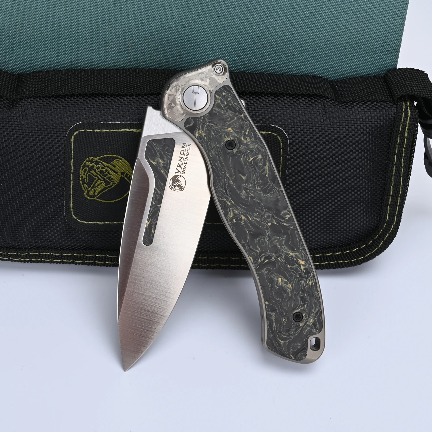 Kevin John Knives Titanium Carbon Fiber Handle Pocket EDC Tool Kitchenware Fish Fruit Camping M398 Outdoor Folding Knife VENOM