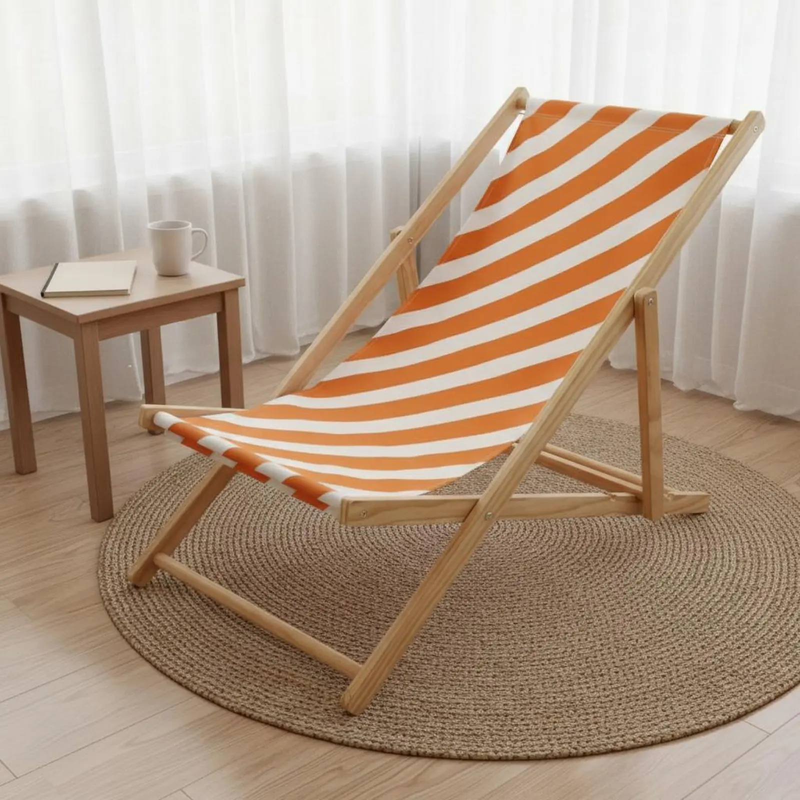 

Folding Beach Lounger Foldable Wooden Deck Chair Adjustable Strap Chair Portable Outdoor Furniture for Camping, Patio