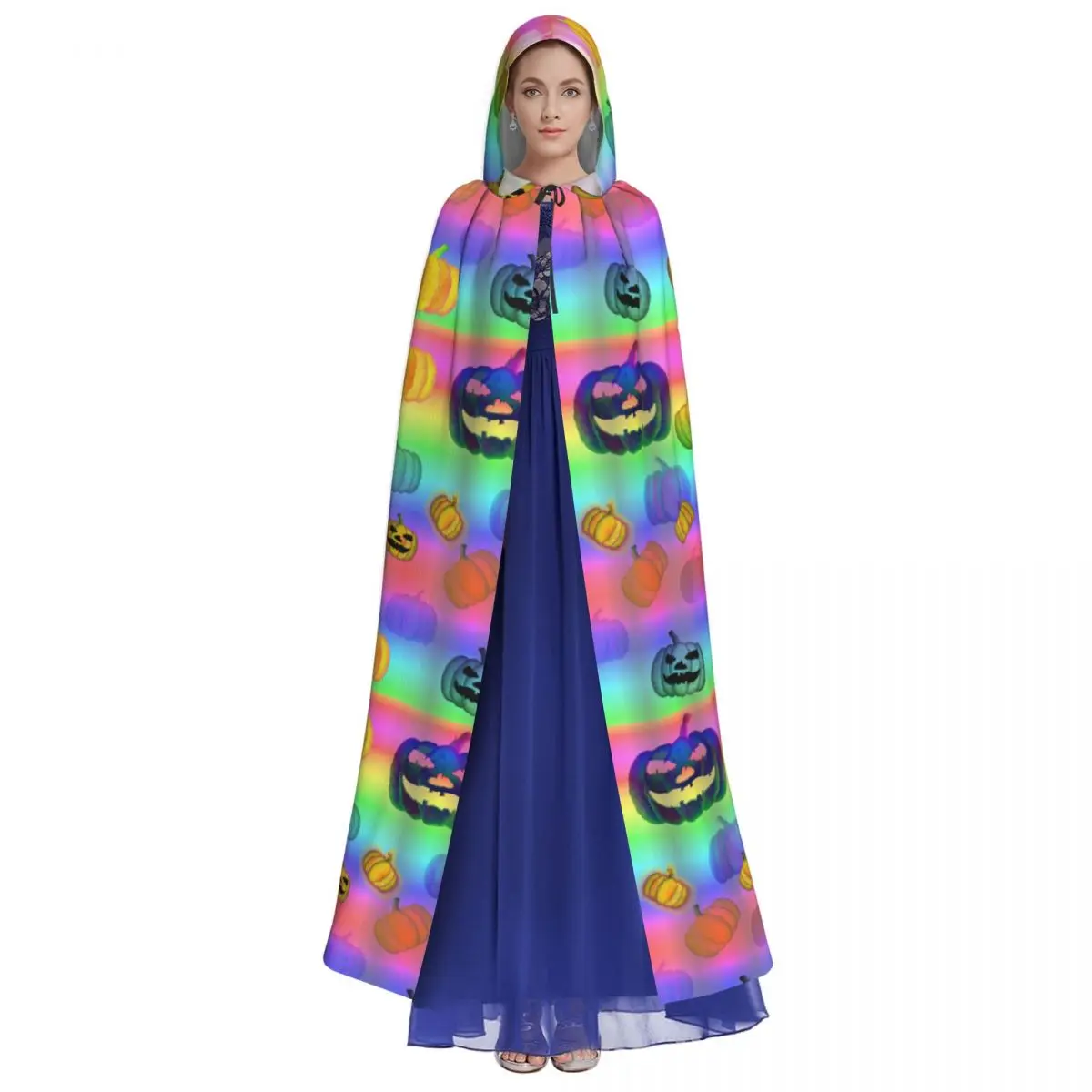 Long Cape Cloak Psychedelic Halloween Tile Hooded Cloak Coat Hoodies Elf Purim