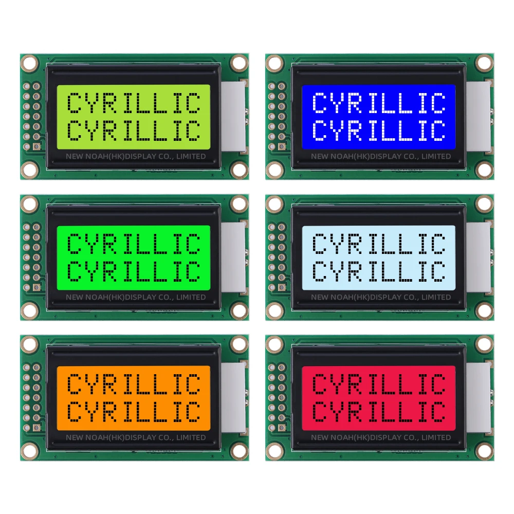 Cyrillische grijze film zwarte letters 0802B-2 Karakterweergavescherm 0802 LCD 14-pins 3,3 V of 5 V karakter dot matrixscherm