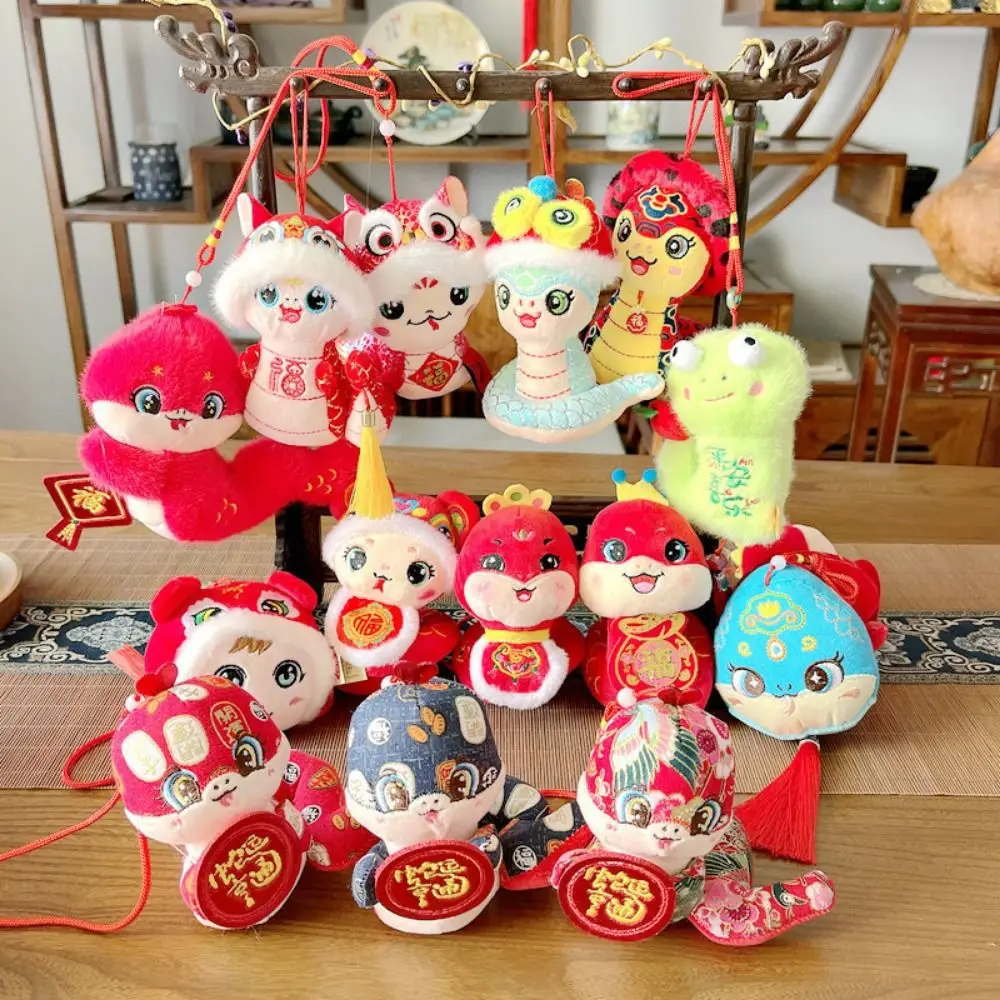 New Multicolor Chinese Zodiac Snake Doll New Year Cartoon Snake Plush Toy Bag Ornaments Car Decoration Keychain Pendant Toy