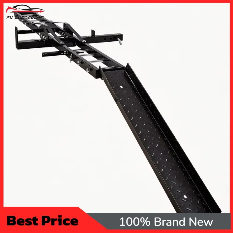 【2026】Hitch Mount Motorcycle Carrier Rack 500LBS Black Steel Foldable Bike Carrier With Loading Ramp Scooter Rear Tow Hitch SUV