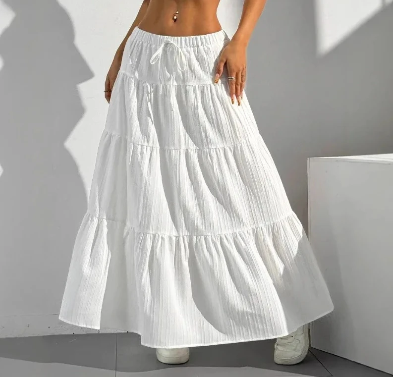 

Women's Autumn Lace-up Swing Skirt Fashionable Casual Loose Long Skirt