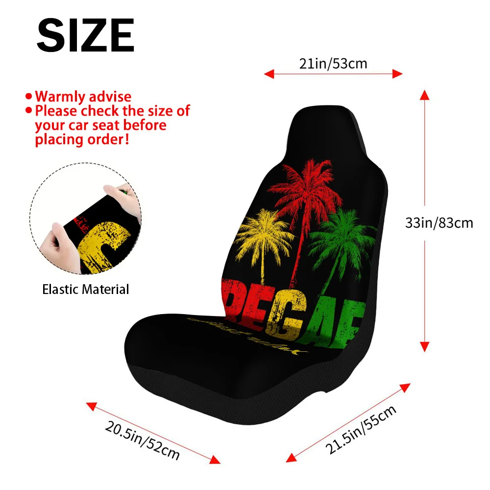 Set Of 2, Colorful Reggae Palm Themed Car Seat Covers – Complete Set, Universally Compatible With Most Vehicles, High-Quality Du
