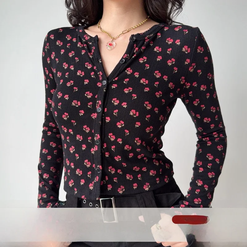 

Женский вязаный кардиган Go Girl Go в винтажном цветочном стиле, приталенный, повседневный, удлиненный, на пуговицах, для свиданий