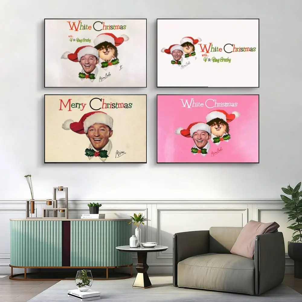 الأبيض عيد الميلاد بنج كروسبي ملصق ملصق HD جودة ديكور جدار غرفة المنزل #1