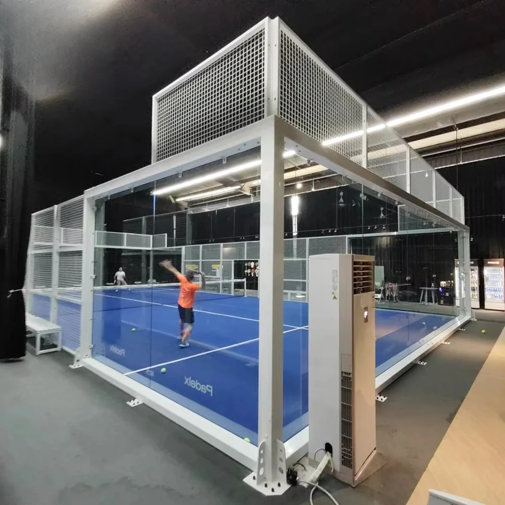 

Super Colorful Artificial Grass Panoramic Padel Tennis Court With Padel Rackets