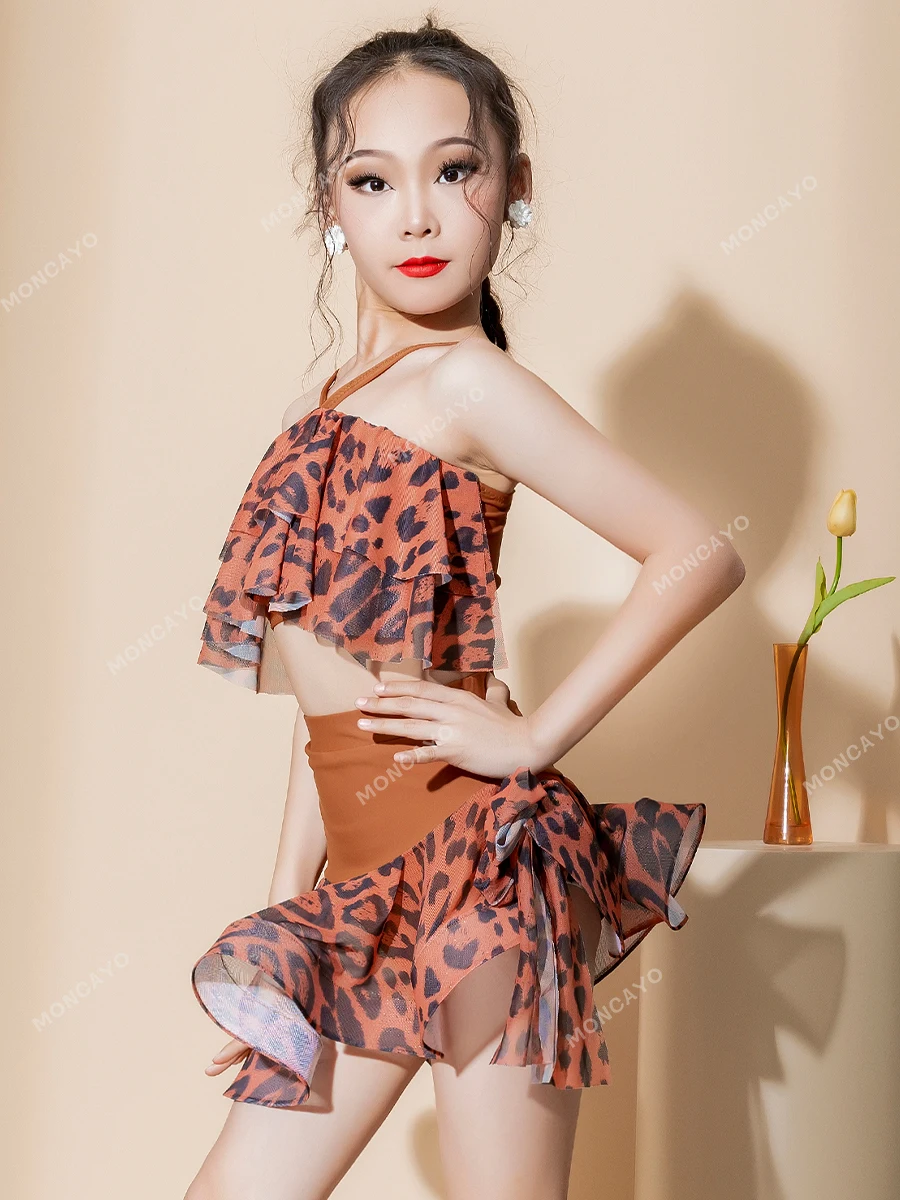 Girls Latin Dance Dress Split Rumba Samba Dance Clothes Kids Competition Salsa Costume Child Ballroom Tango Dresses Performance