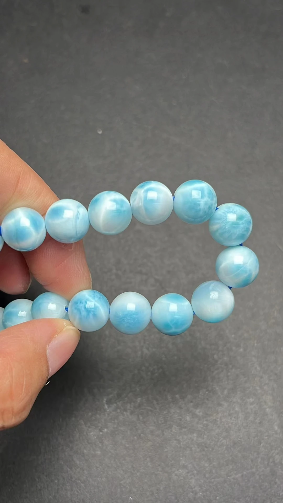 Natural Blue Larimar Round Beads Bracelet Women Men Water Pattern Dominia 9.8mm Powerful Jewelry Genuine AAAAAA