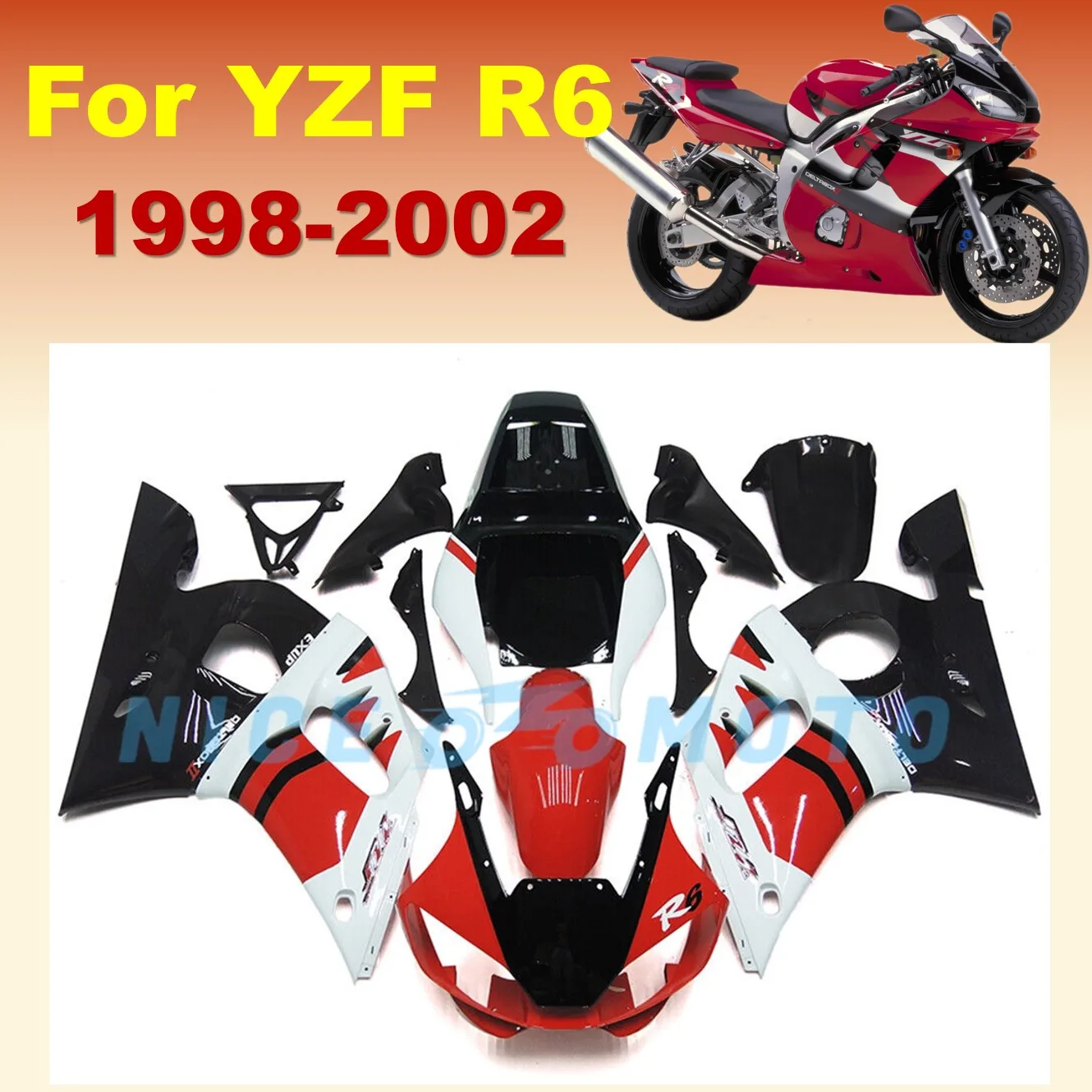 Fairings kit for YAMAHA YZFR6 1998 1999 2000 2001 2002 YZF R6 98-02 ABS Plastic Injection Motorcycle Aftermarket Parts Shell