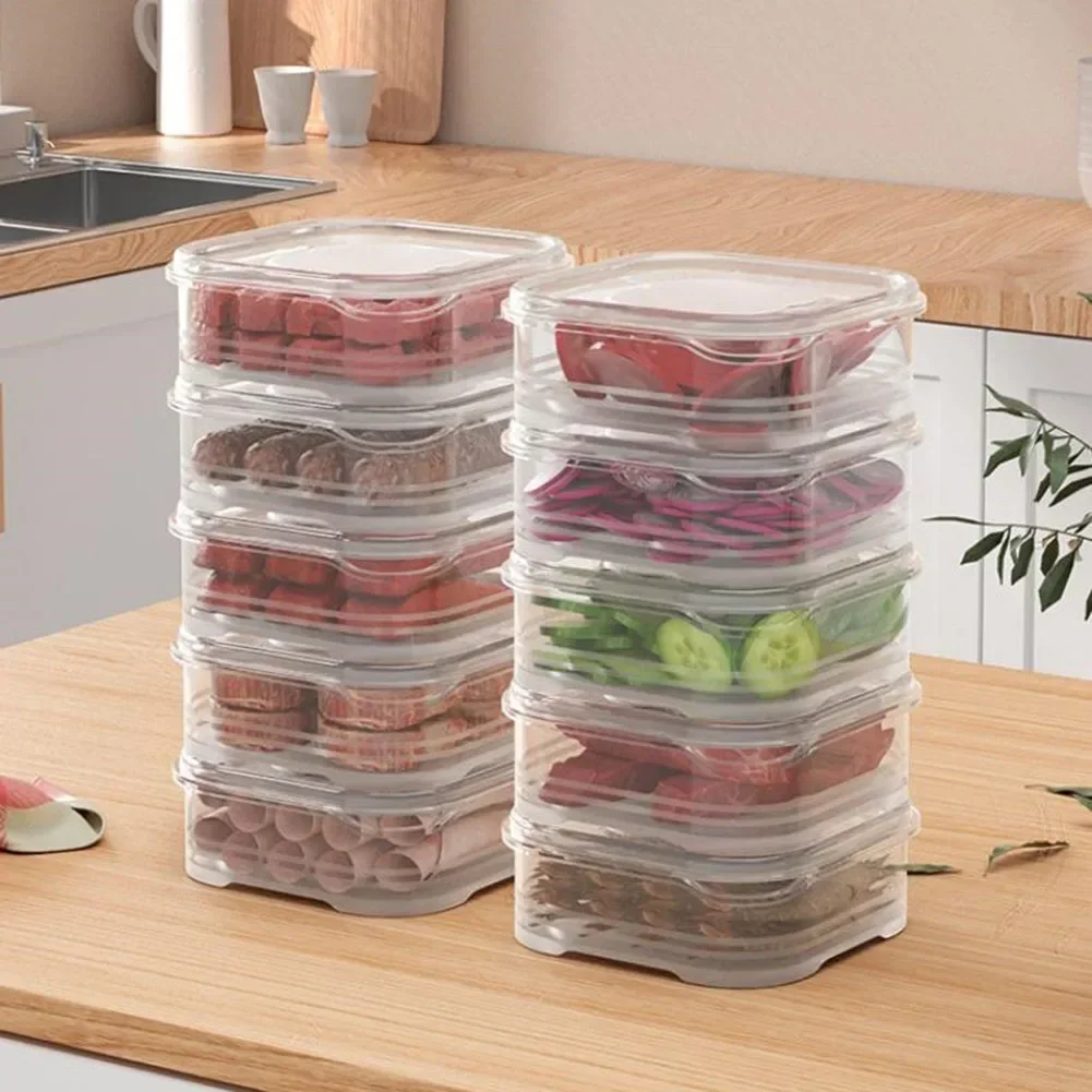 Refrigerator Storage Box Fridge Organizer Food Container Sealed Fresh With Lid  Food Case Container Kitchen Organizer Storage